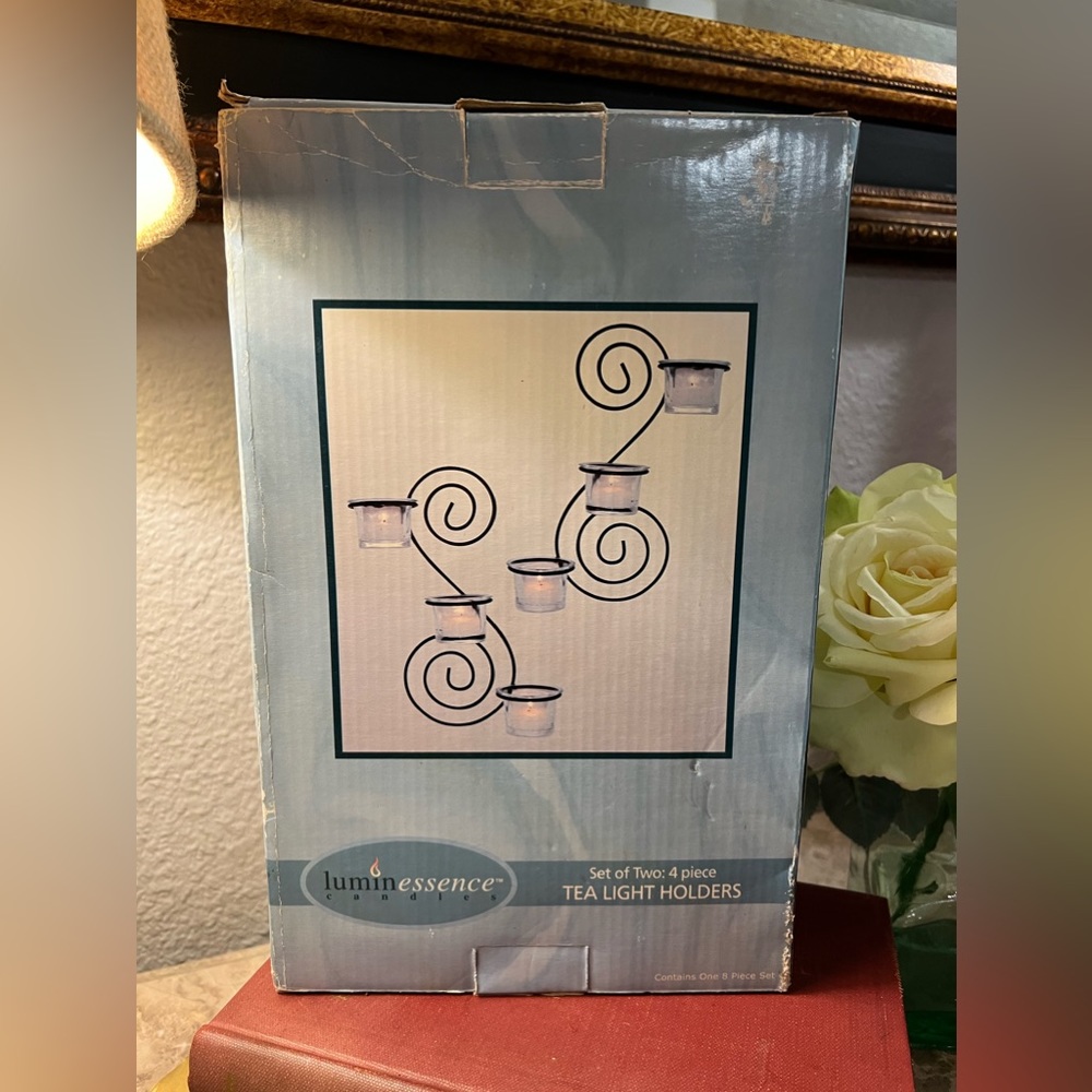 LUMIN ESSENCE 2 WALL SCONCES / BLACK IRON SWIRL PATTERN / 8pc Set